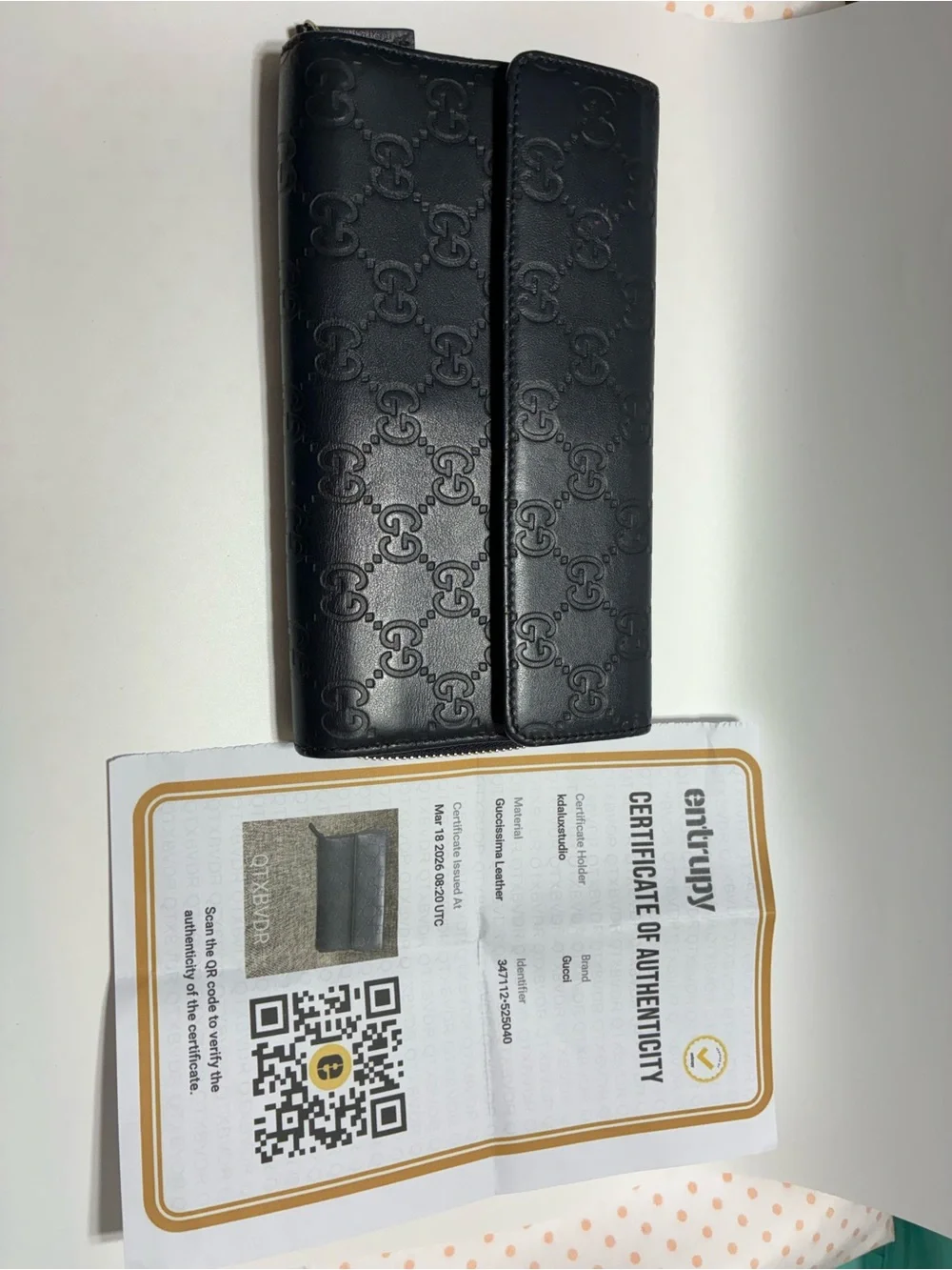 Gucci Black Embossed GG Continental Card Holder Wallet